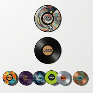 Colorful Vinyl Record Drink Coaster Set for All Beverage Glasses