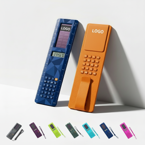 Multifunctional Solar Calculator with Integrated Ruler, Protractor & Magnifying Lens