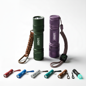 7 LED Multi-Color Aluminum Flashlight with Compass & Strap
